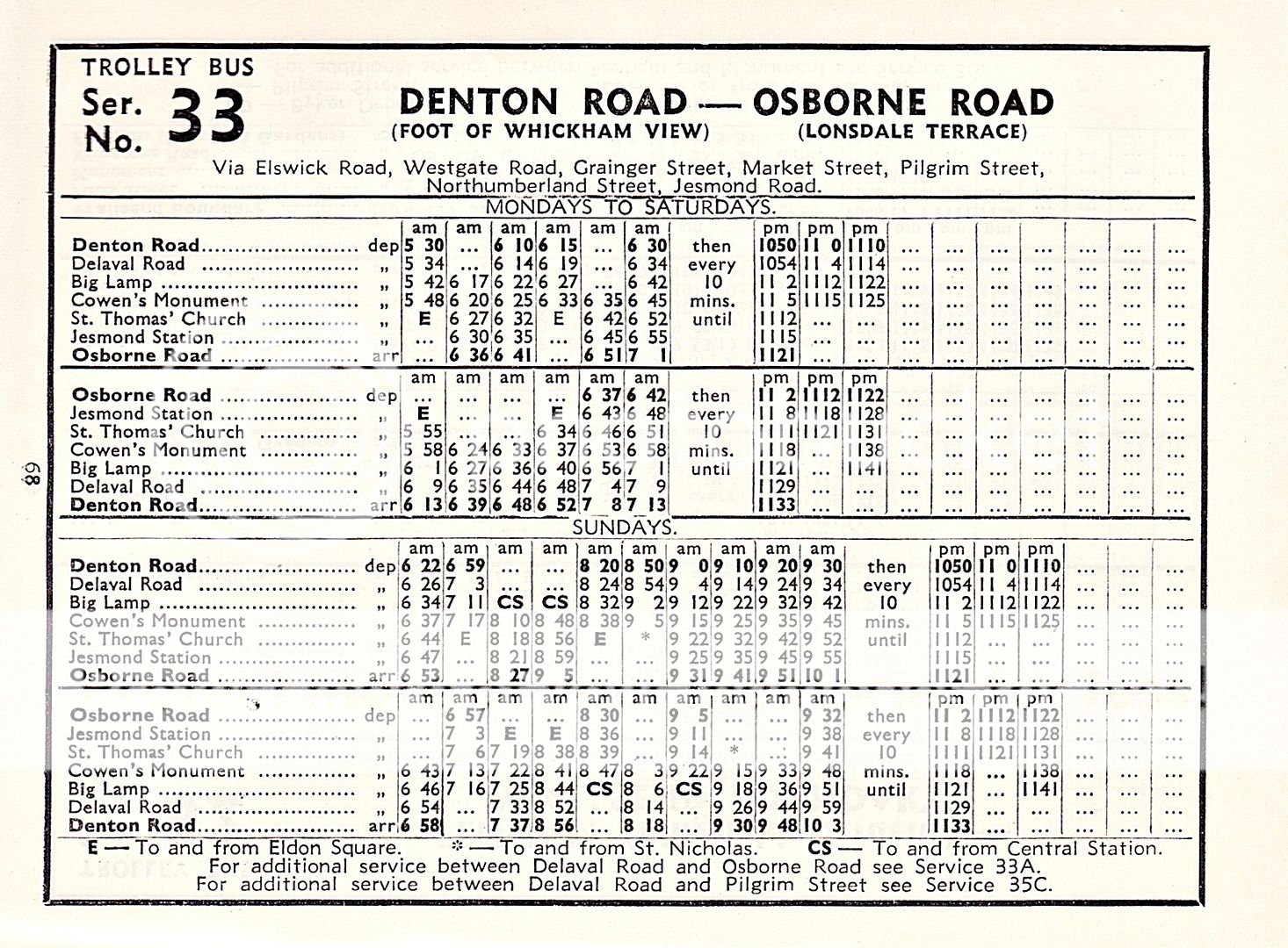 No Sign Of 33bs In 1954 But Below Are All The A Timetables From The 1954 Booklet Newcastle No Sign Of 33bs In 1954 But Below Are All The A Timetables From The 1954 Booklet Newcastle